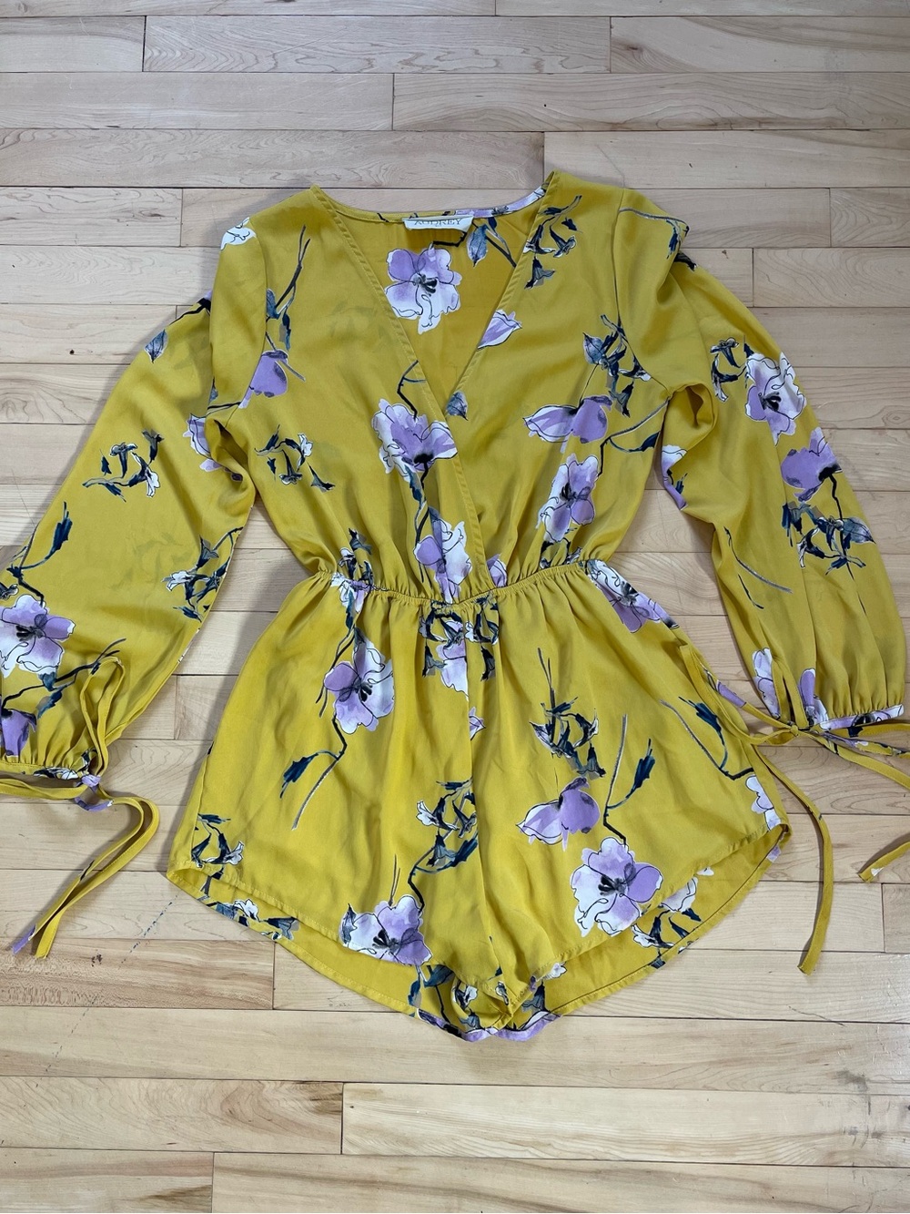 audrey Yellow Floral One-Piece Romper with Purple Blooms